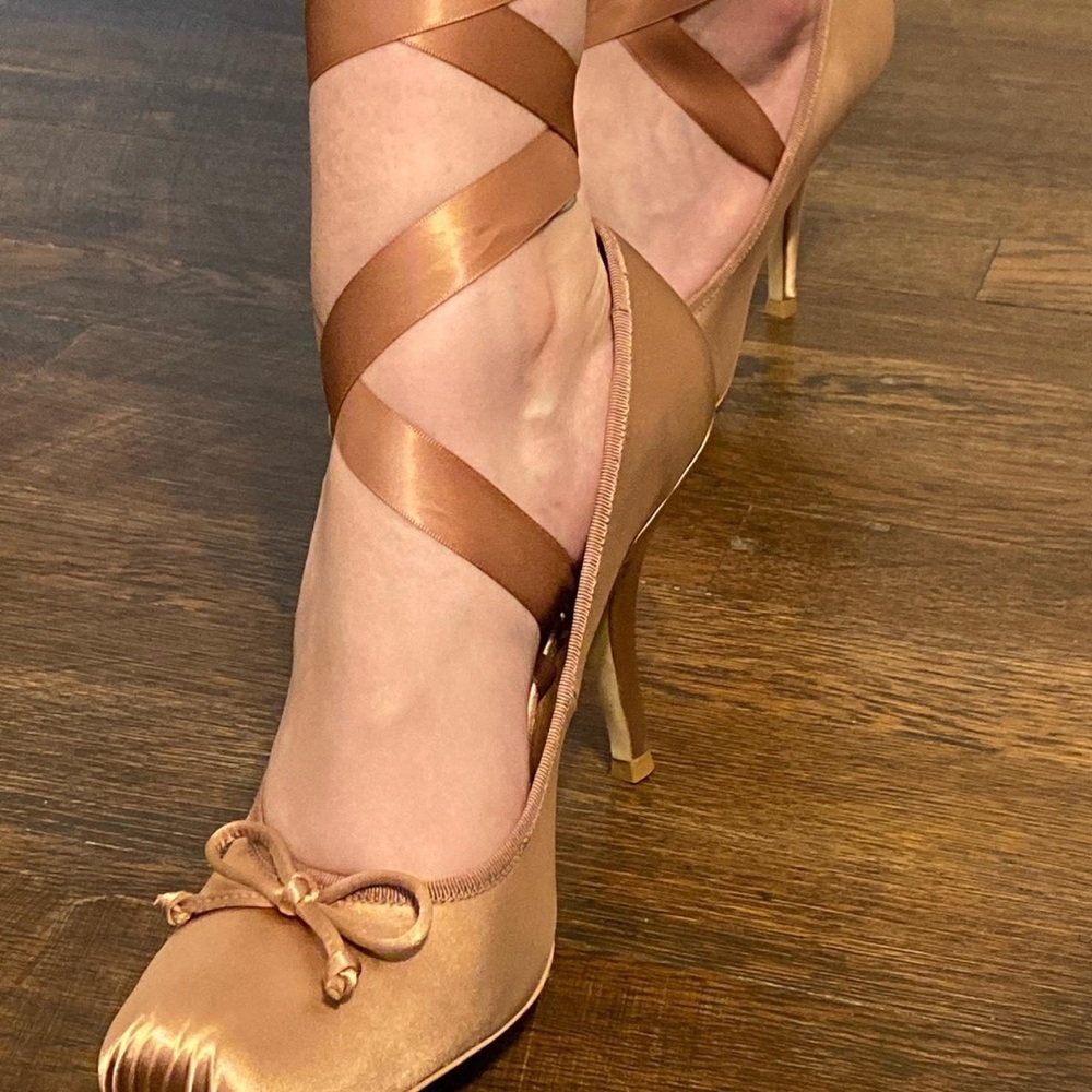 Jeffrey Campbell Satin Ribbon Heels - Metallic Pink - Picture 4 of 4